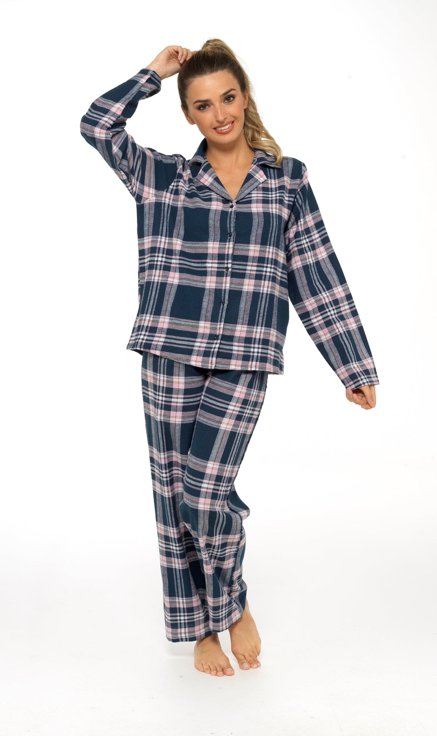 Women's Flannelette Check Pyjama Set | Soft Brushed Cotton Nightwear