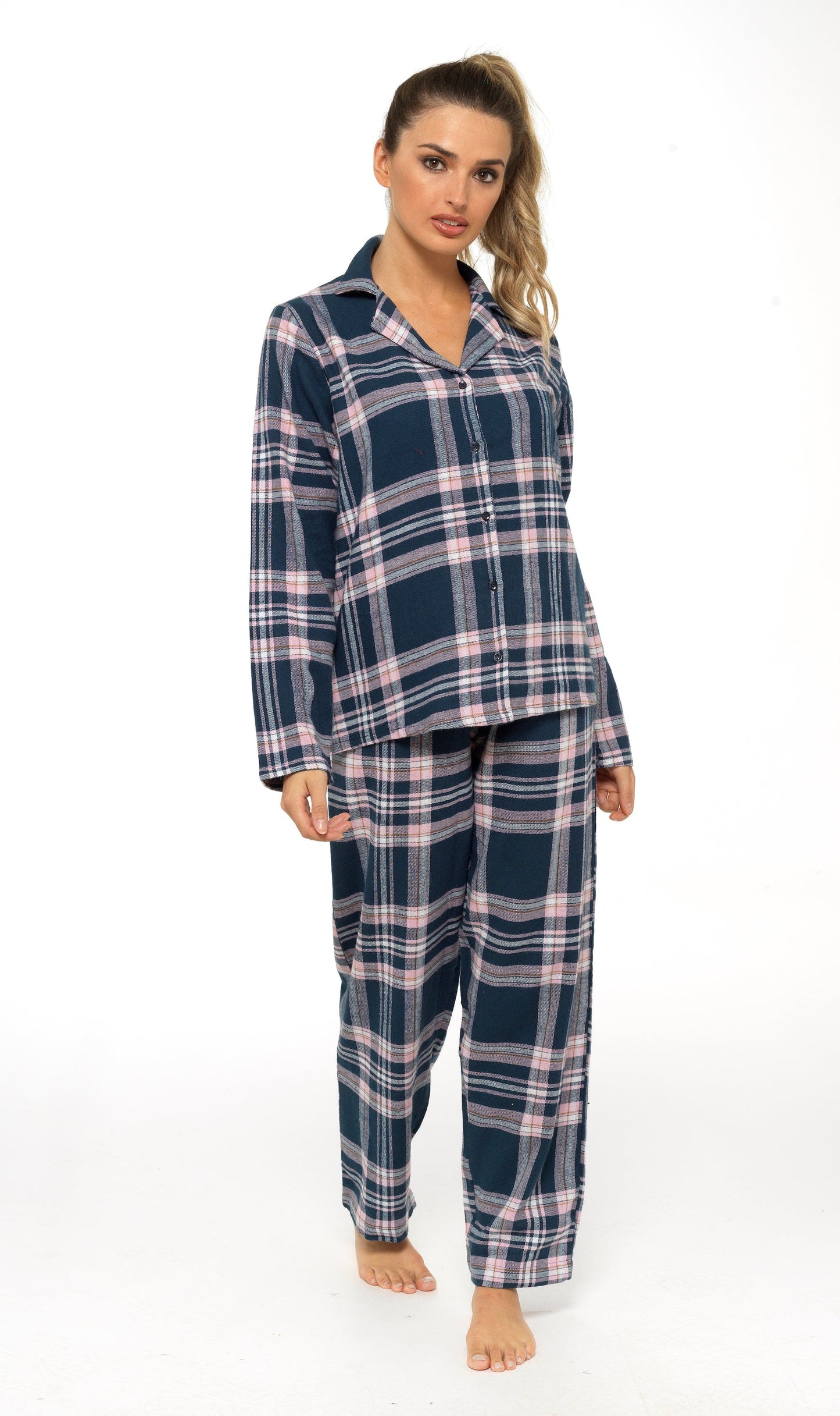 Women's Flannelette Check Pyjama Set | Soft Brushed Cotton Nightwear