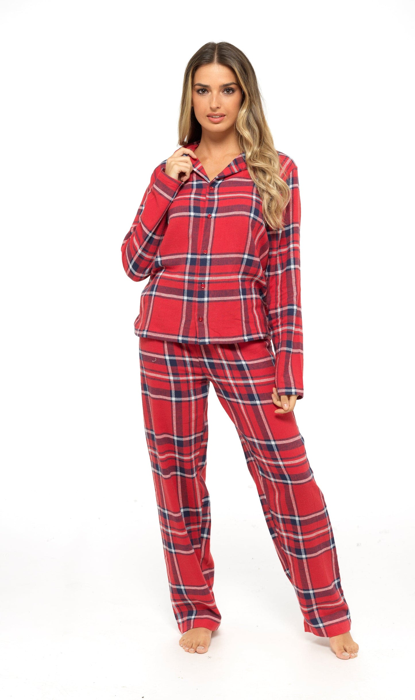 Women's Flannelette Check Pyjama Set | Soft Brushed Cotton Nightwear