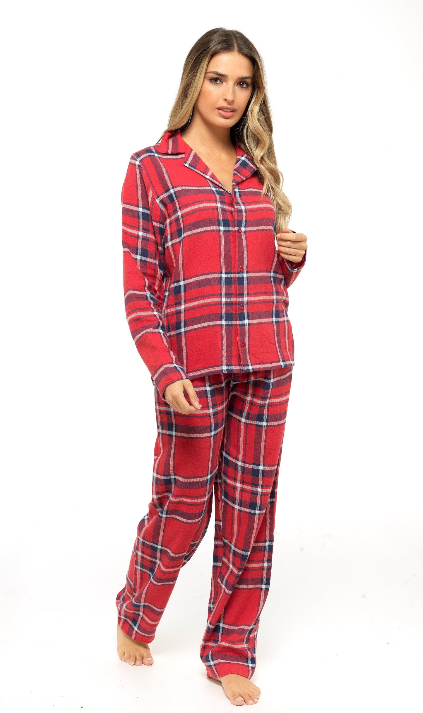 Women's Flannelette Check Pyjama Set | Soft Brushed Cotton Nightwear