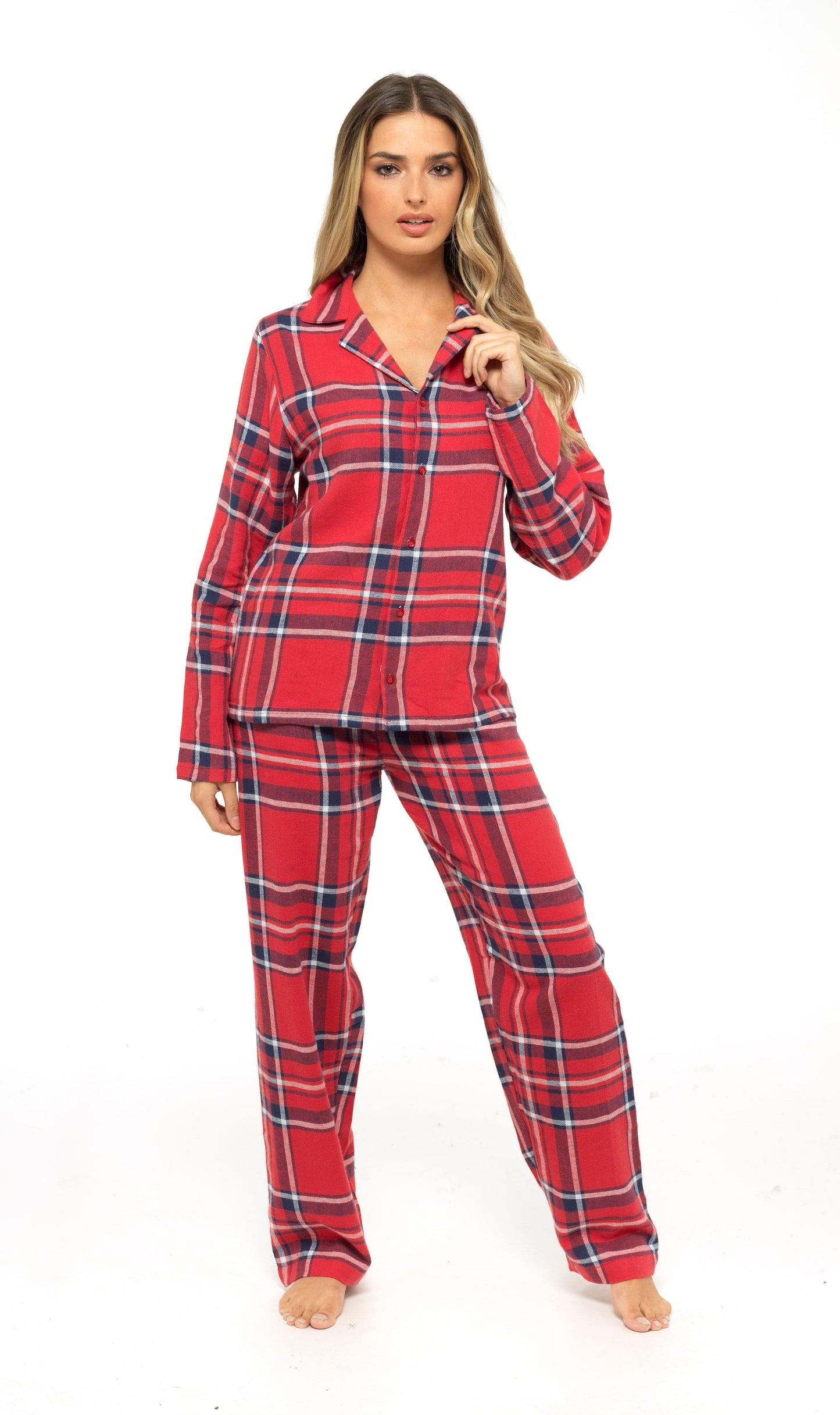 Women's Flannelette Check Pyjama Set | Soft Brushed Cotton Nightwear