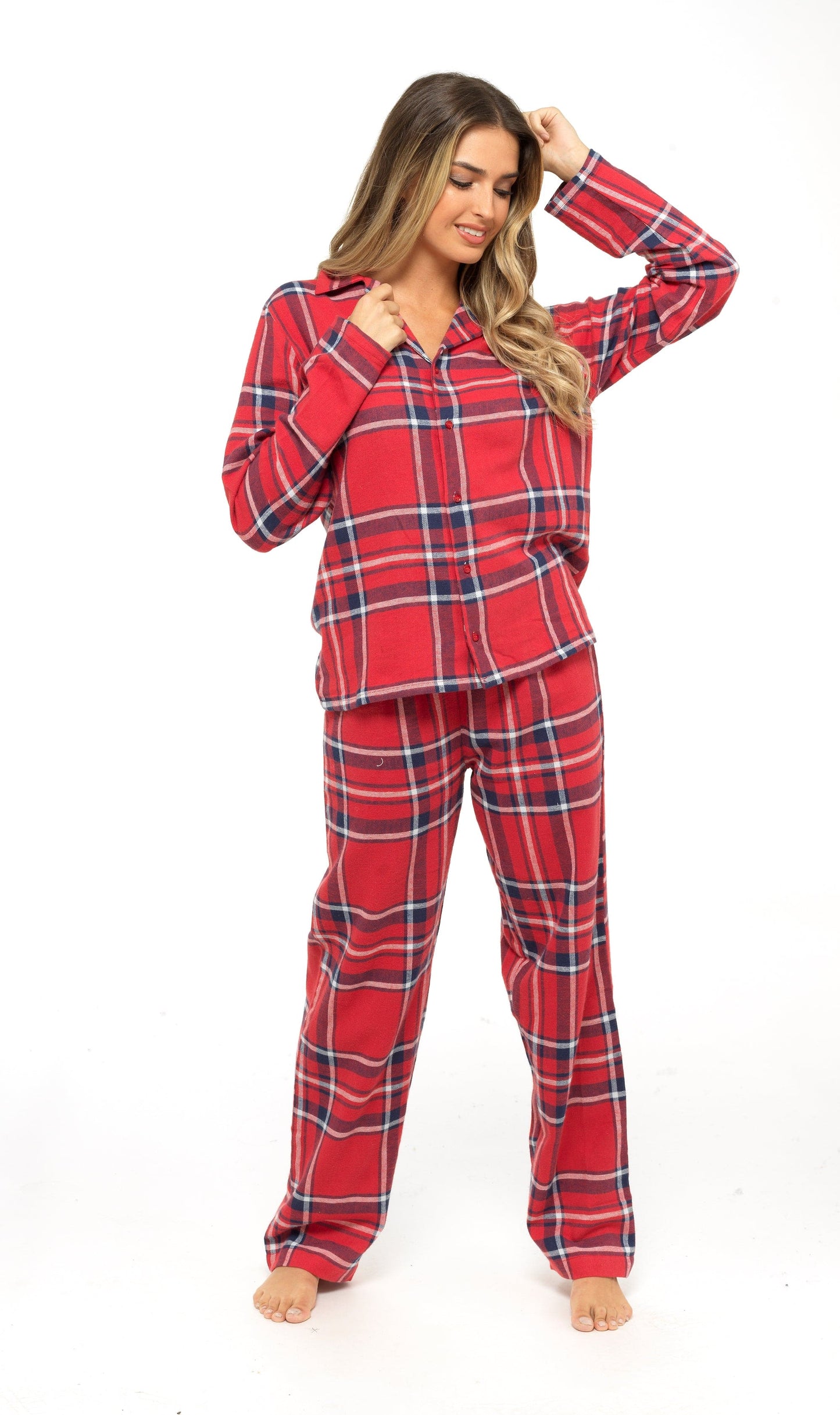 Women's Flannelette Check Pyjama Set | Soft Brushed Cotton Nightwear