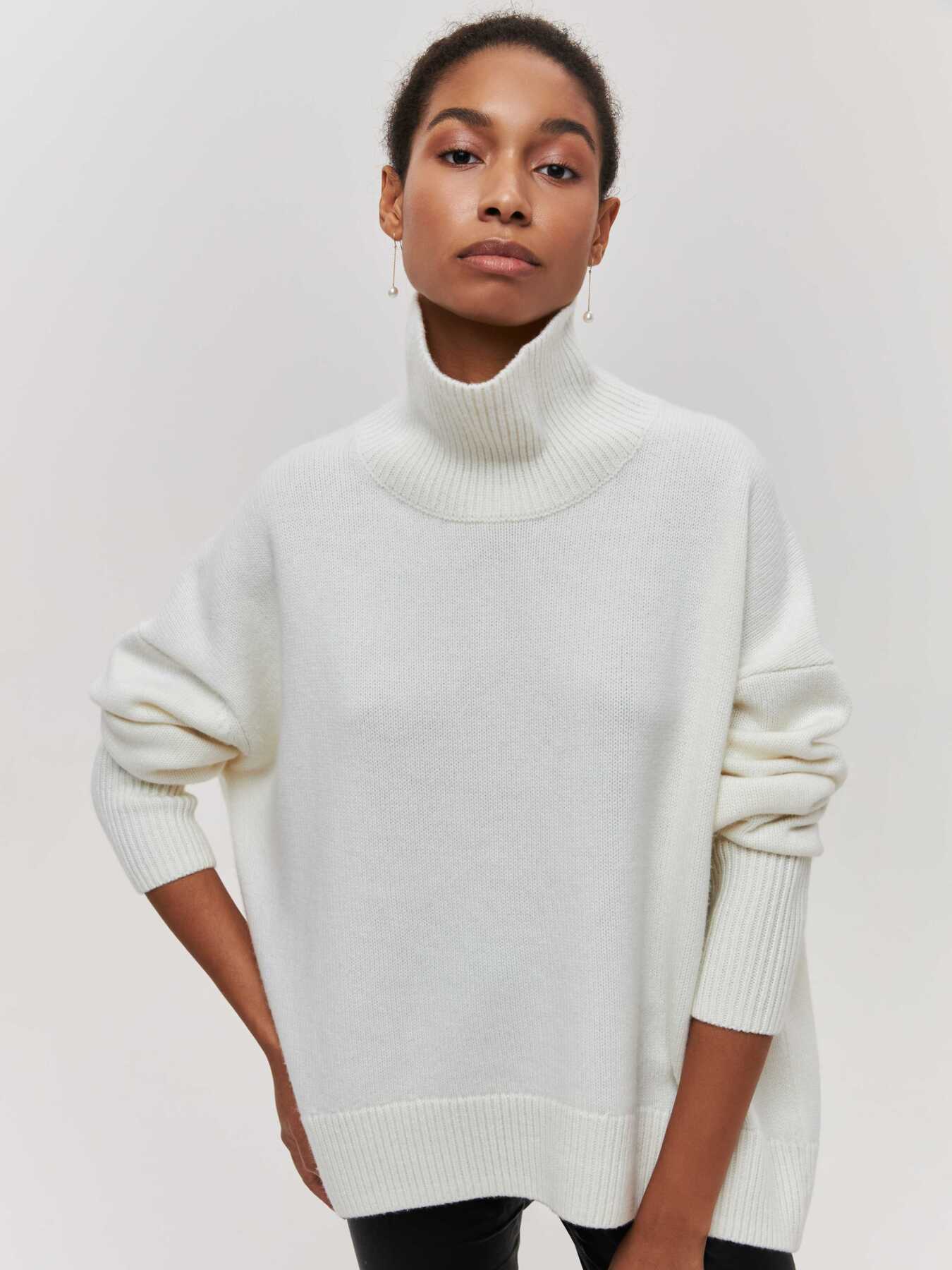 Women's Turtleneck Sweater – Soft Knit Long Sleeve Pullover