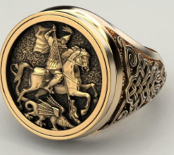 Men's Domineering Knight Silver Plated Finger Ring Day Gift