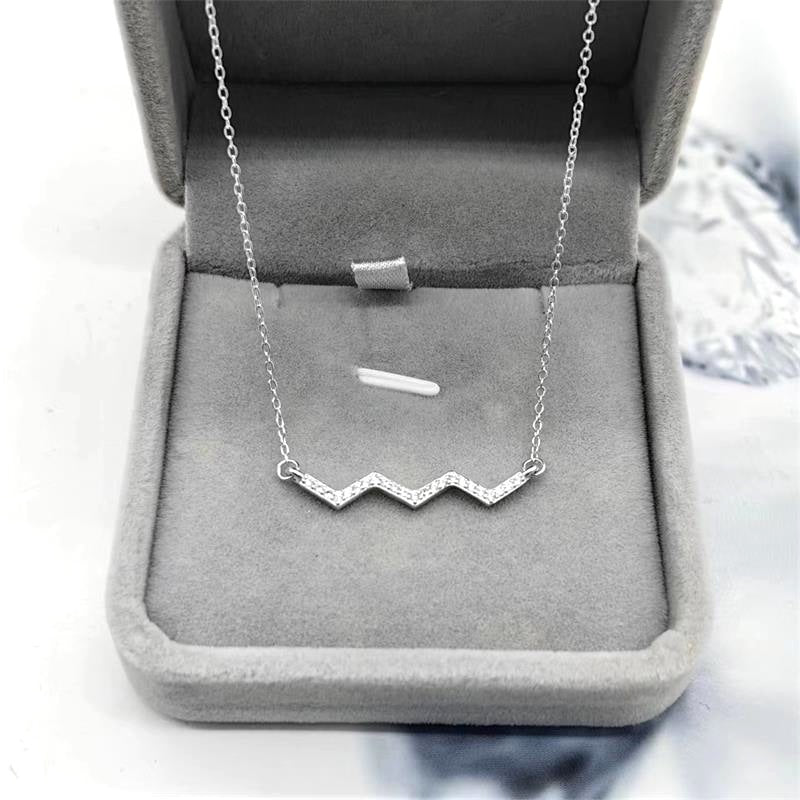 New S925 Sterling Silver Heartbeat Diamond Pendant