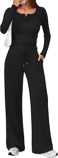 Two-piece Set Women's Long-sleeve Blouse Wide Leg Pants Fashion Casual Set