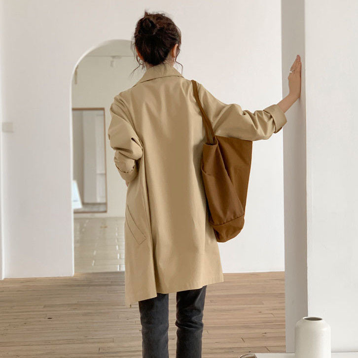 Women's Simple Early Autumn Mid-length Trench Coat