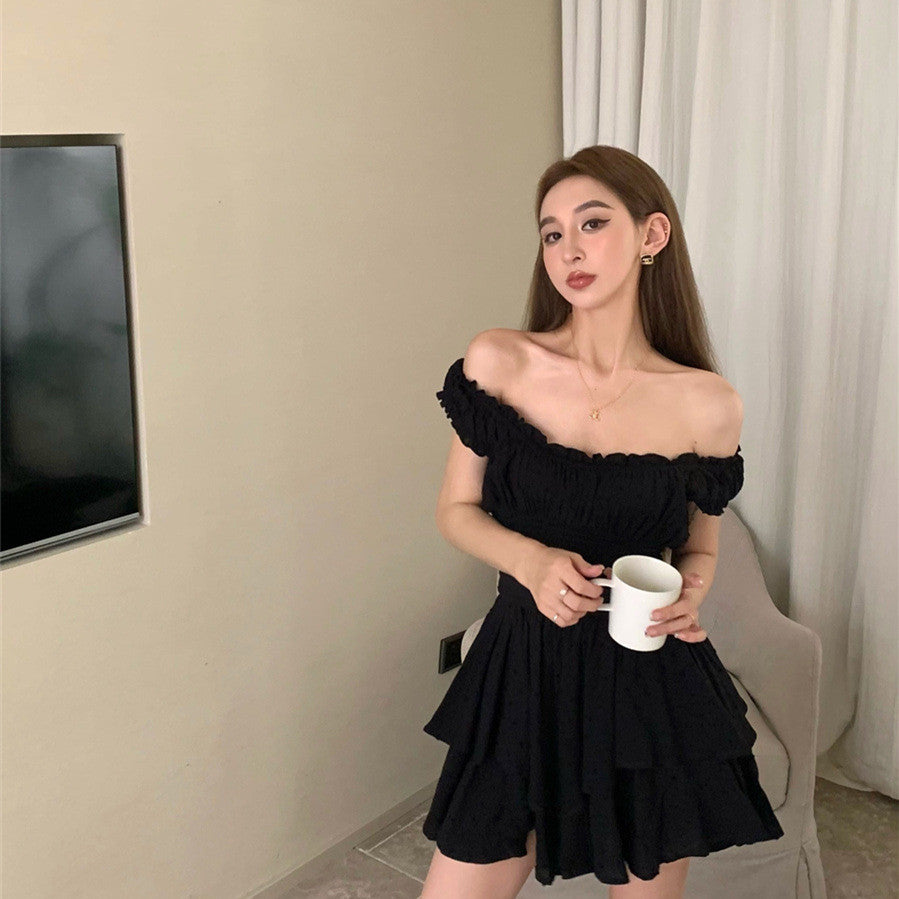 Summer Women's Black Collar Dress
