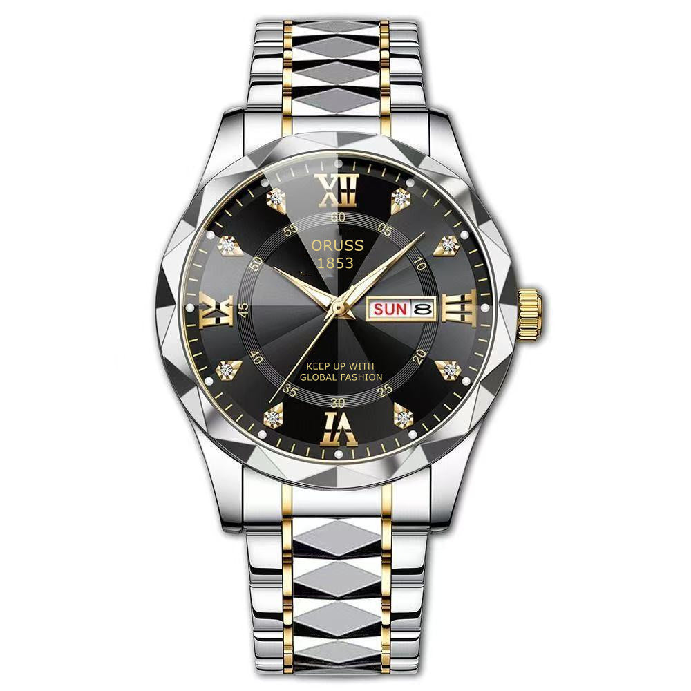 Dual-calendar Mens Quartz Casual Watch