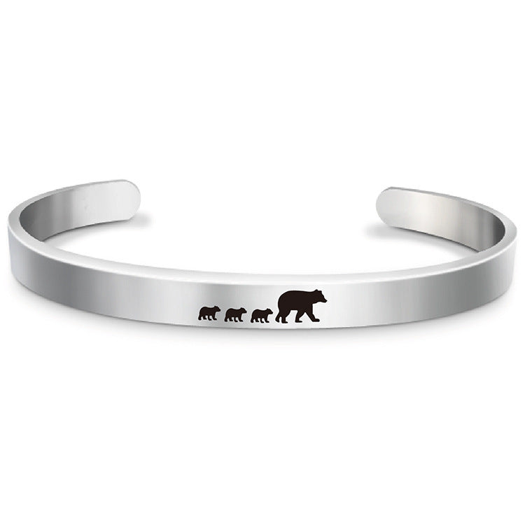 Stainless Steel Mama Bear Bracelet Mother's Day Gift