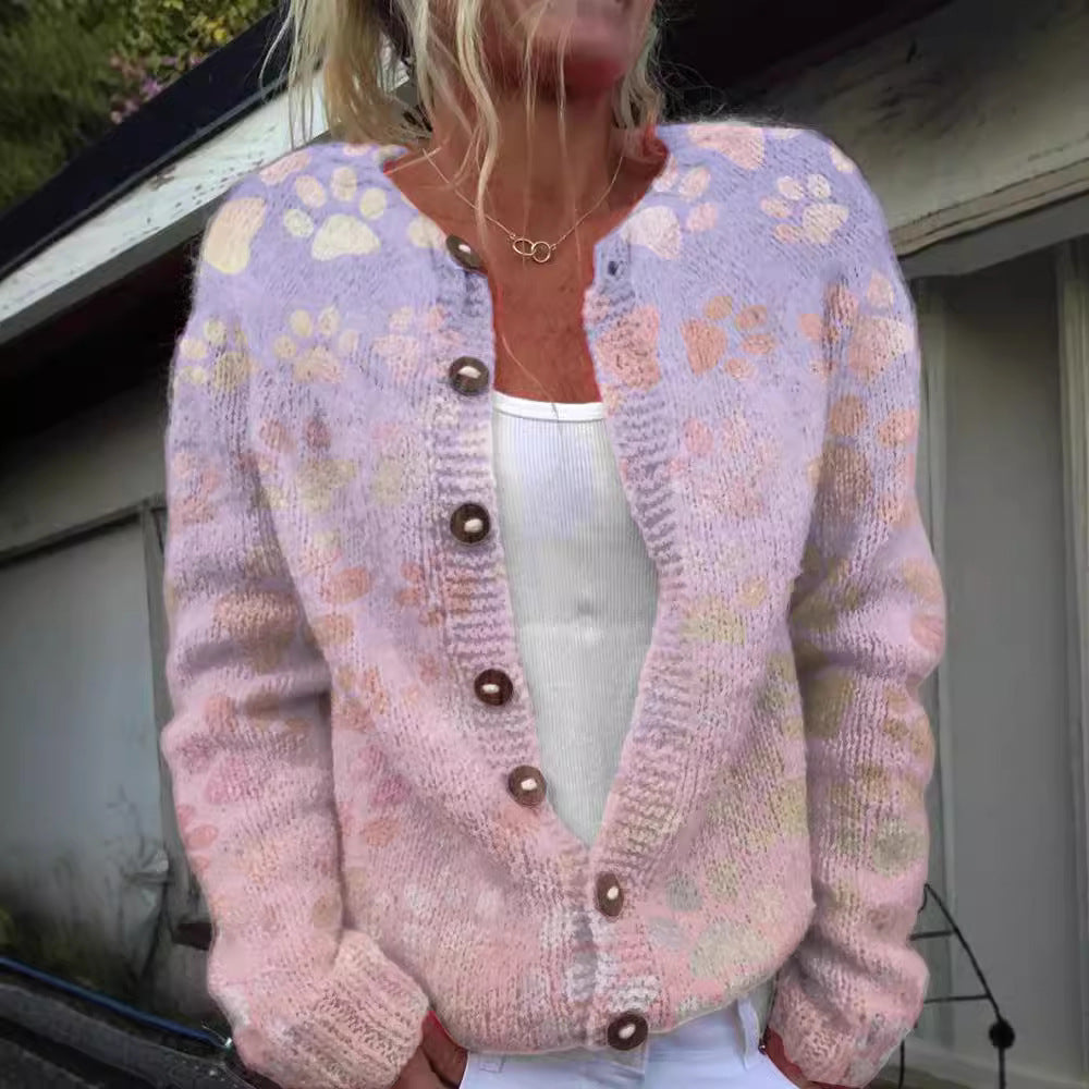 Creative Animal Print Shading Women's Cardigan Sweater
