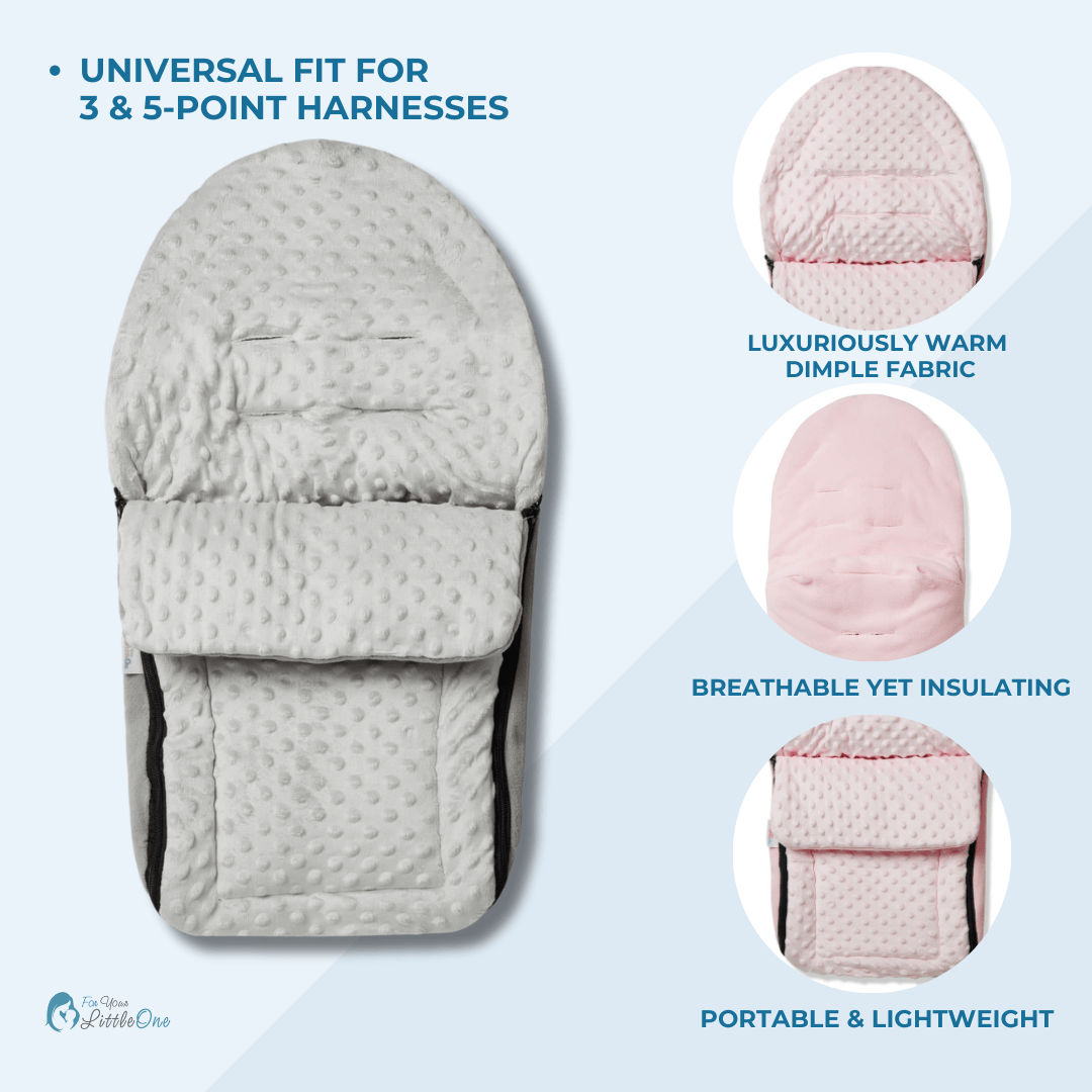 Universal Fusssack für Babyschale mit Noppenmuster | Passend für alle 3- und 5-Punkt-Gurte