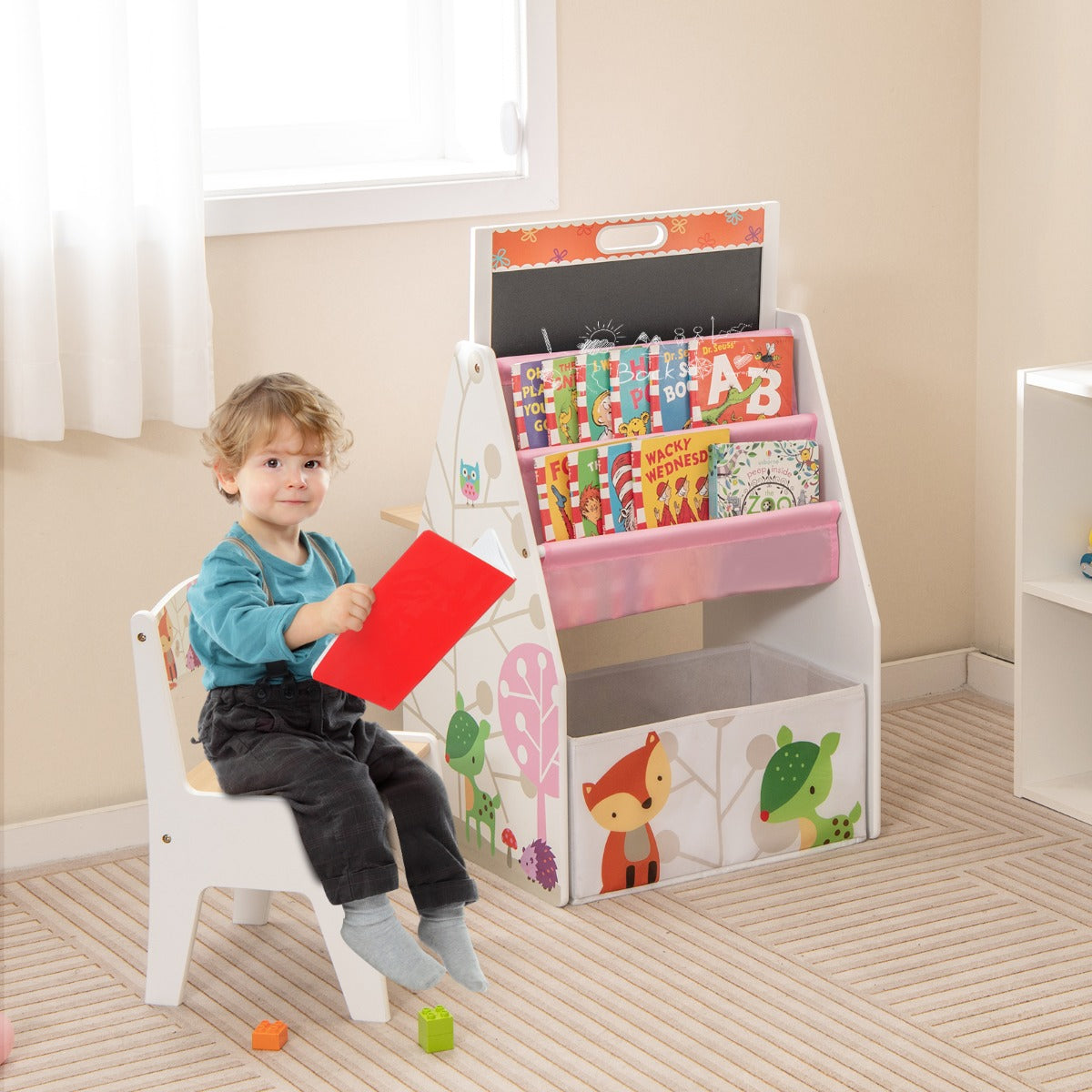 Double-Sided Kids Art Easel and Play Station for Boys Girls-Grey