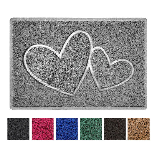 Nicoman Double Heart Embossed Spaghetti Doormat | Indoor & Outdoor