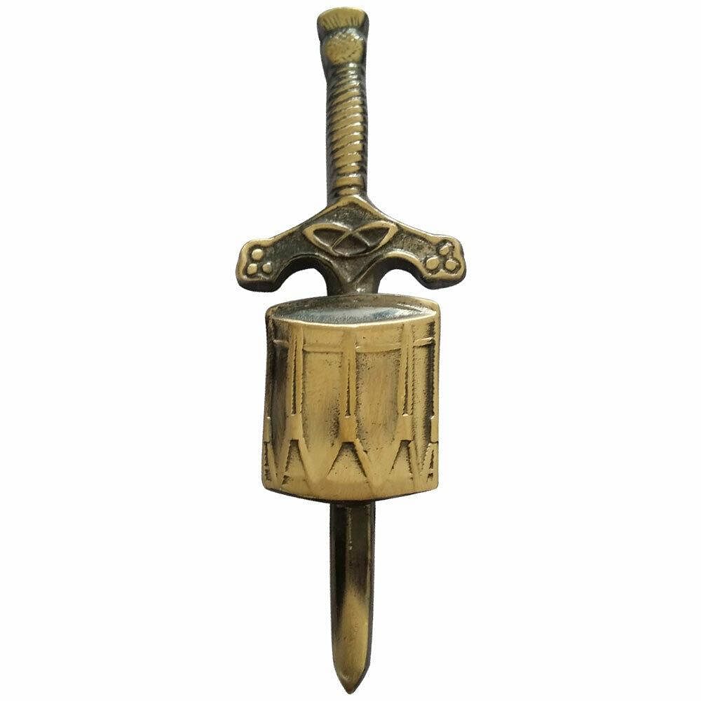 Drummer Sword Highland Scottish Kilt Pin Antique Finish