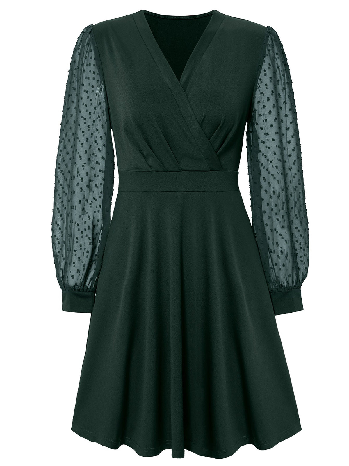Trend V-neck Solid Color Jacquard Dress