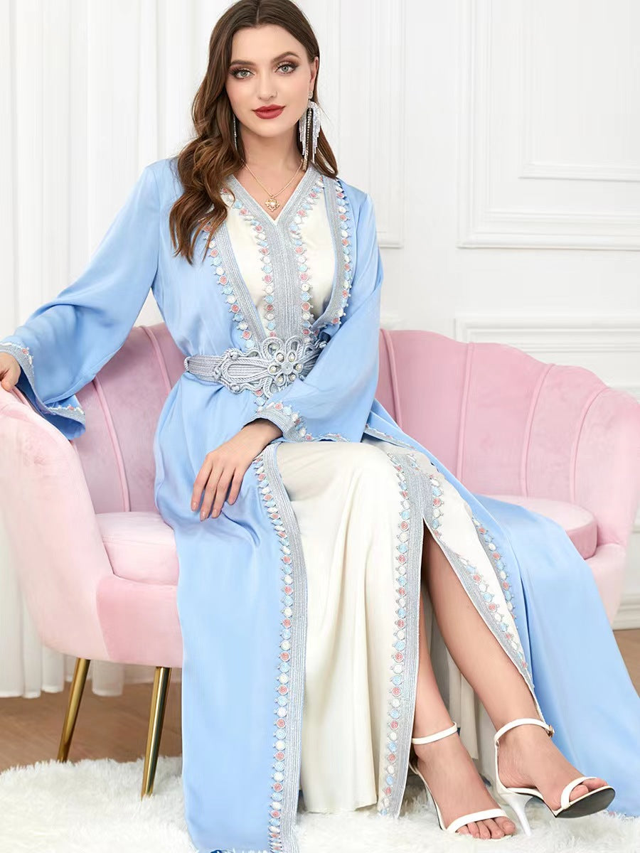 Ethnic Style V-neck Patchwork Two-piece Dress