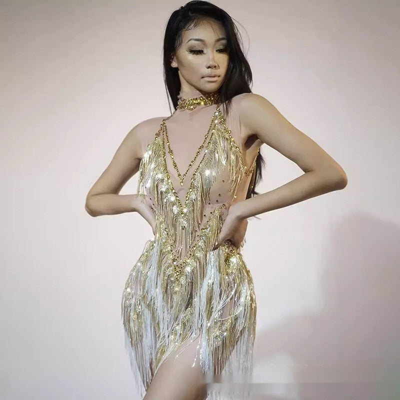 Women's Creative Casual All-match Disco Jumping Tassel Dress