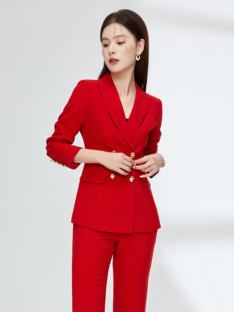 Professional Suit Set Womens Red Fashionable