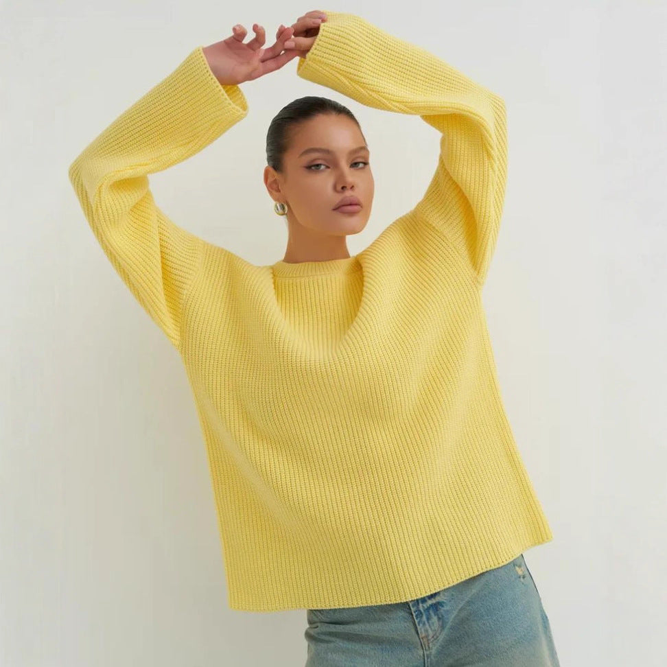 European And American Loose Autumn Winter Sweater Gray Top