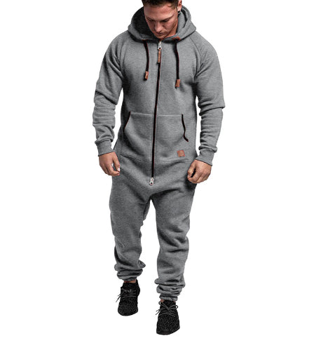 Men's hooded fleece jumpsuit