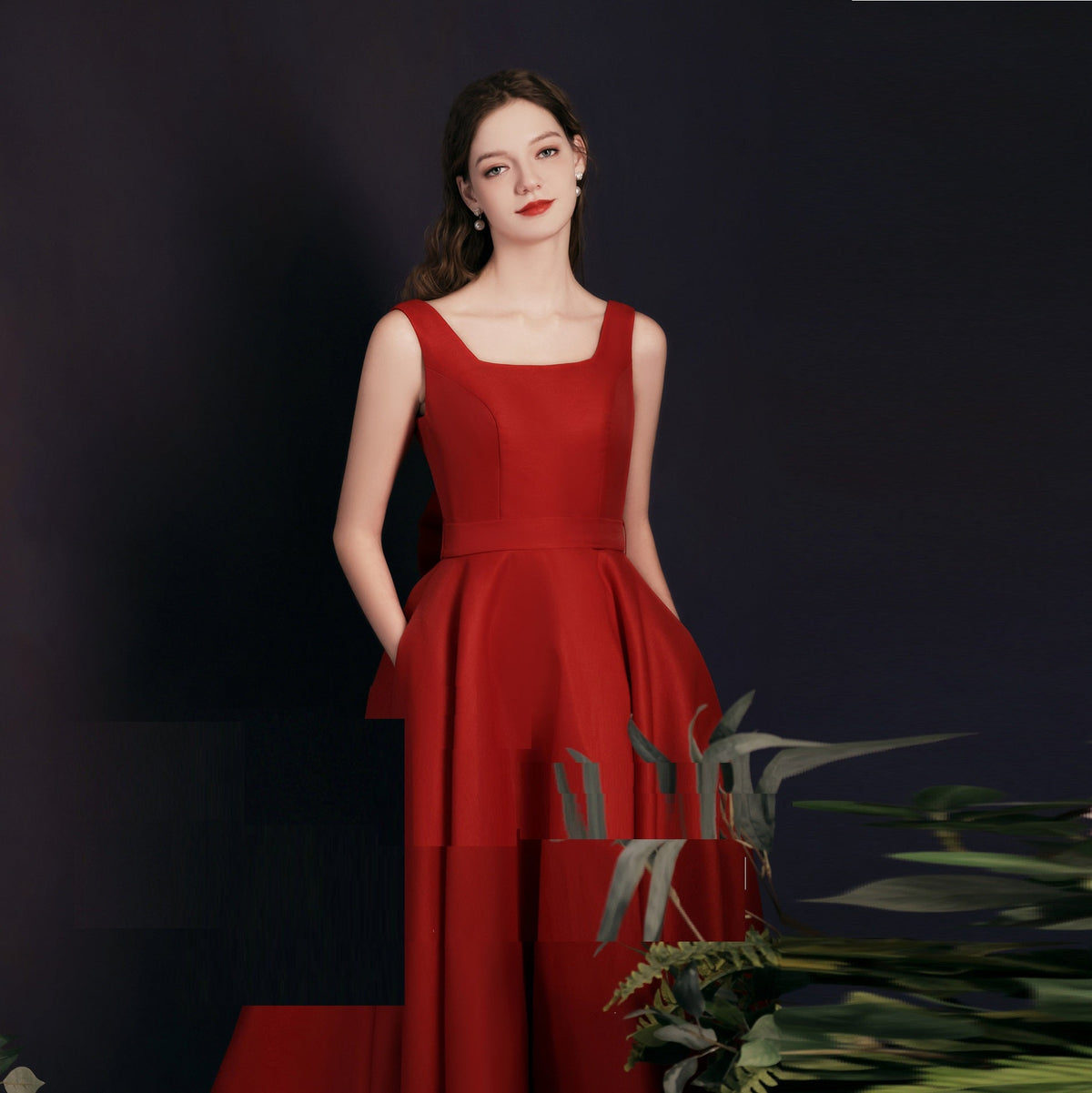 Retro Simple Dinner Backless Midi Dress For Women