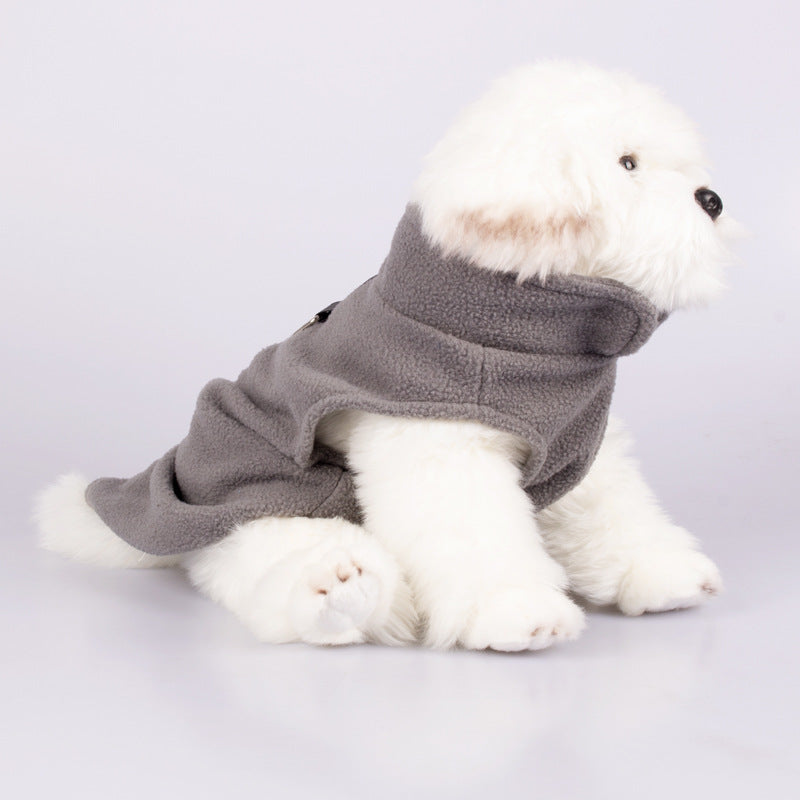 Pet Dogs Standing Collar Thickened Solid Color Rocking Velvet Clothes