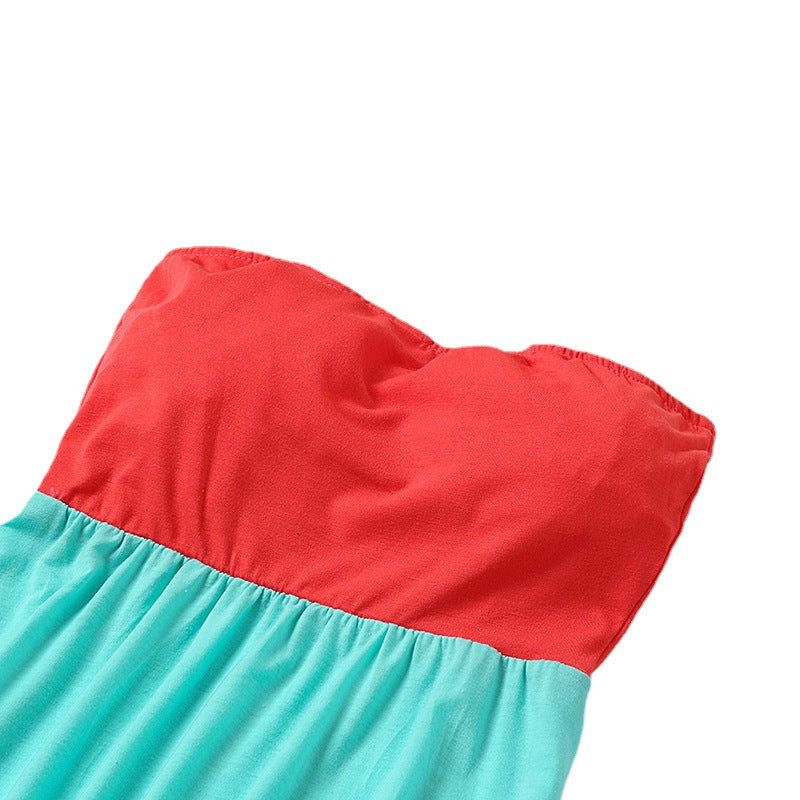 Tube Top Backless Mother-daughter Children's Patchwork Dress