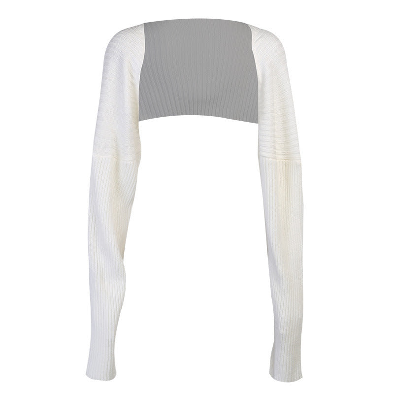 Wool Knitted Sexy Solid Color Ultra Short Long Sleeve