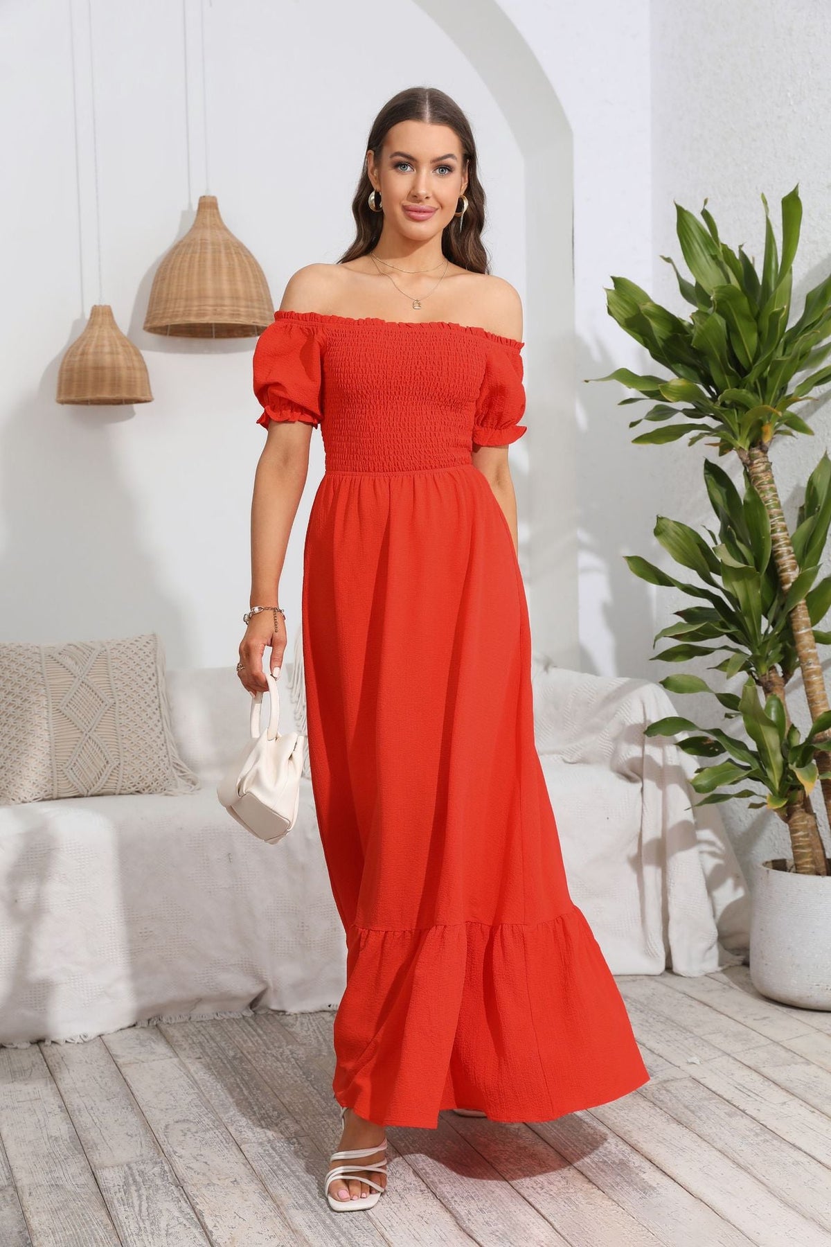 New Women's Casual Summer Backless Off-shoulder Long Dress