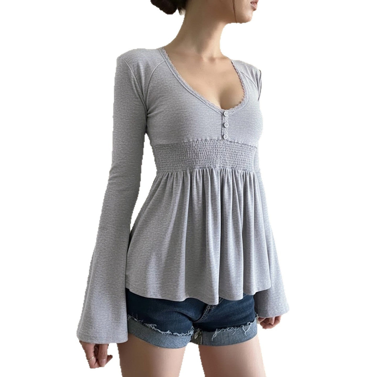 High-waisted Stretchy Loose-fitting Top Comfortable And Casual Women's Wear
