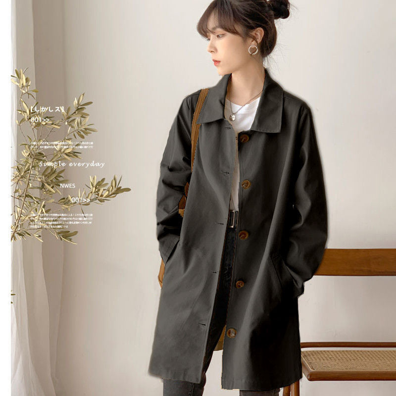 Women's Simple Early Autumn Mid-length Trench Coat