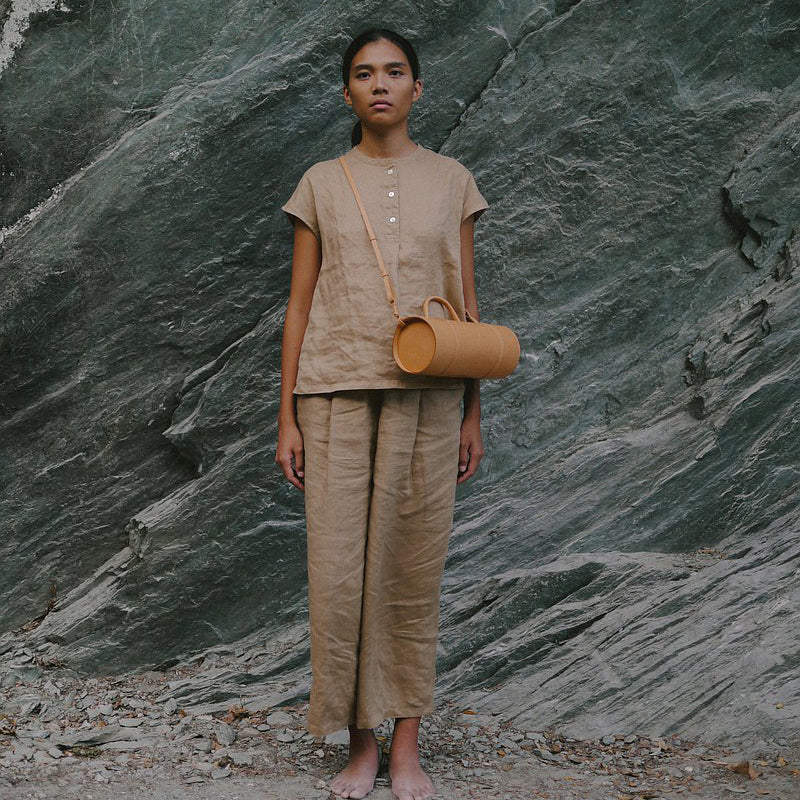 Women's Handwoven Bamboo Tube Bag | Sustainable Shoulder