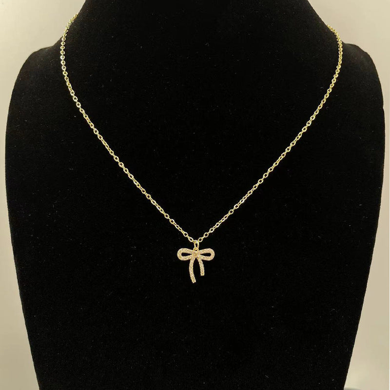 Bow Necklace Female Personality Golden Clavicle Chain Fashion All-match