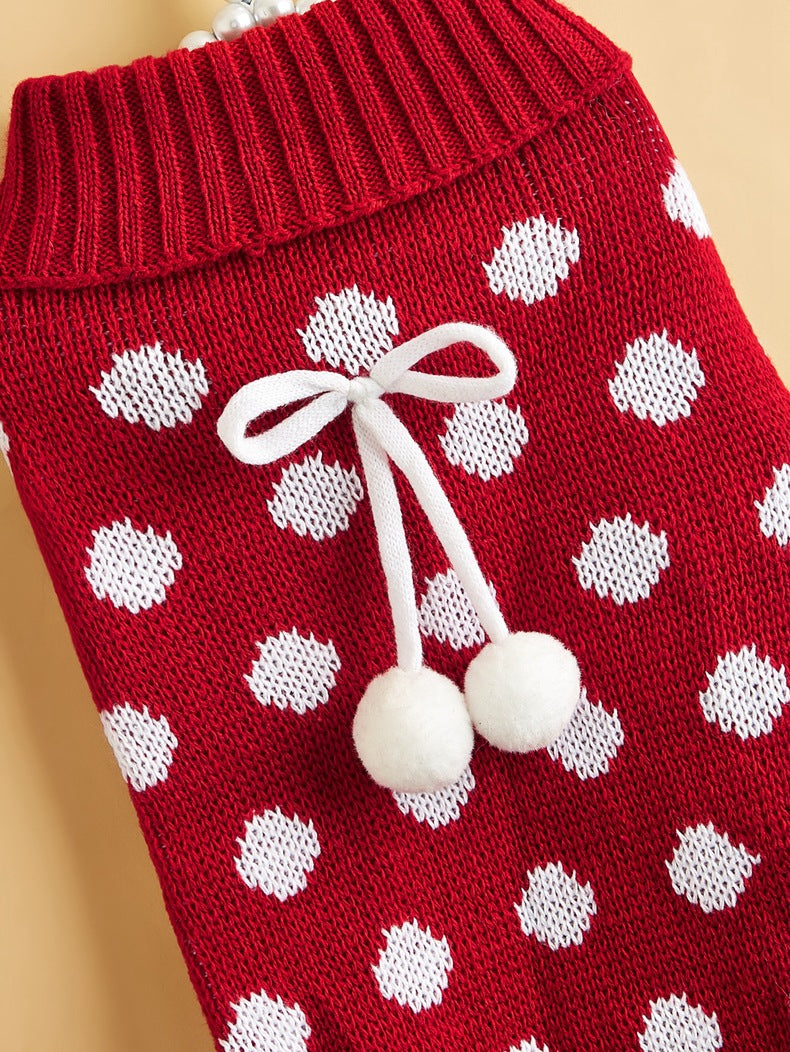 Polka Dot Dog Cat Lotus Leaf Skirt Sweater
