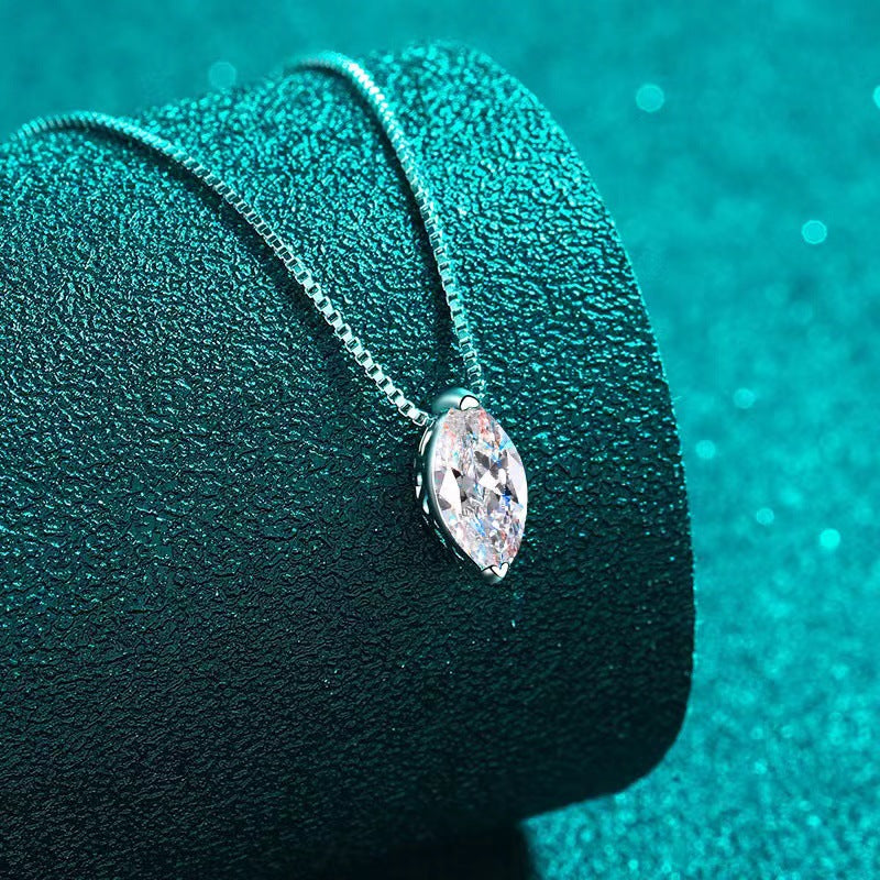 S925 Sterling Silver Horse Eye Classic Solitaire Necklace Simple All-match
