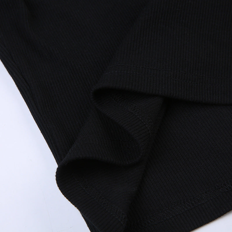 Black And White Color Contrast Patchwork Slim Strap Top