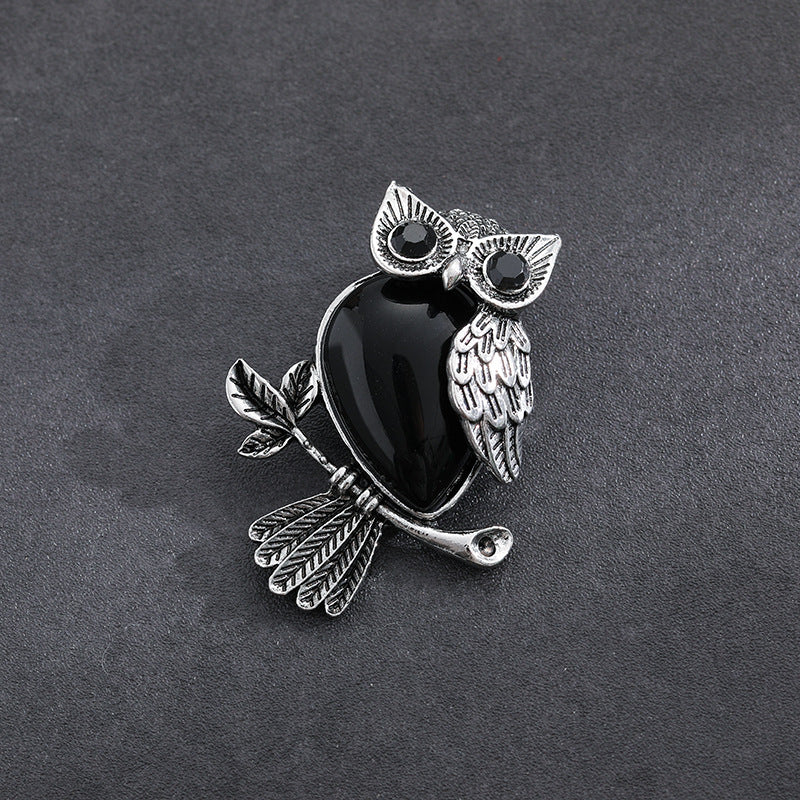 Natural Stone Crystal Pendant Owl Pendant Alloy Accessories Necklace