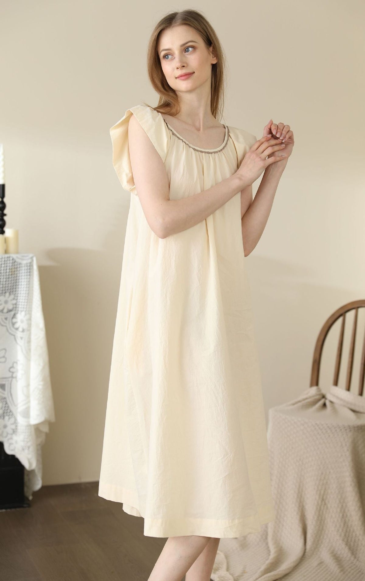 Backless Nightdress For Women Spring And Summer New Ruffled Candy Color Dress