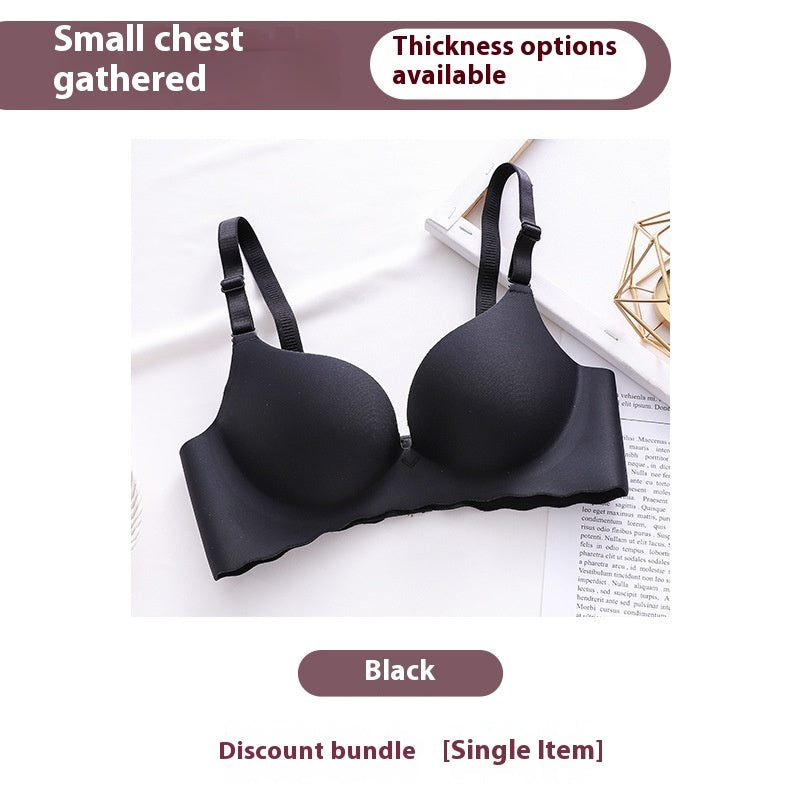 Women's Pure Color All-matching Macarons One Piece Underwear Bra-free