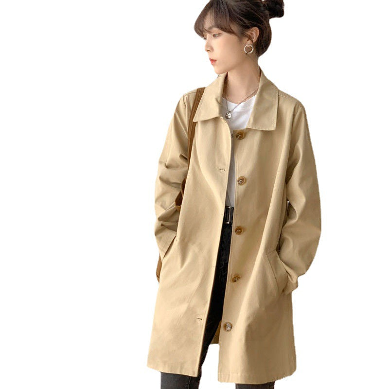Women's Simple Early Autumn Mid-length Trench Coat