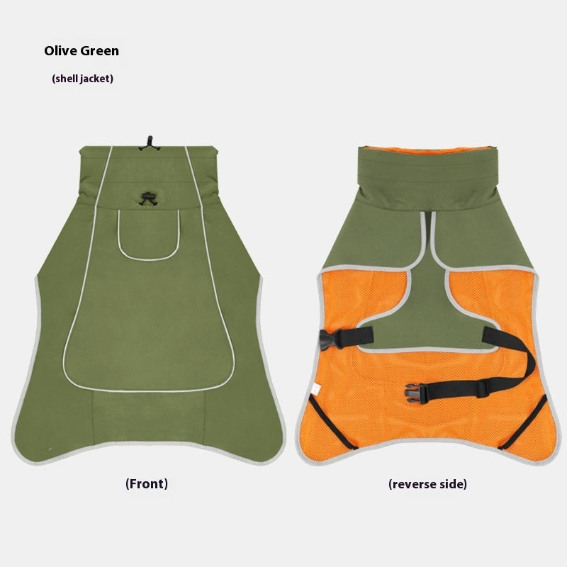 Dog Shell Jacket Waterproof And Rainproof Dual-use Clothes Large Pet Trench Coat