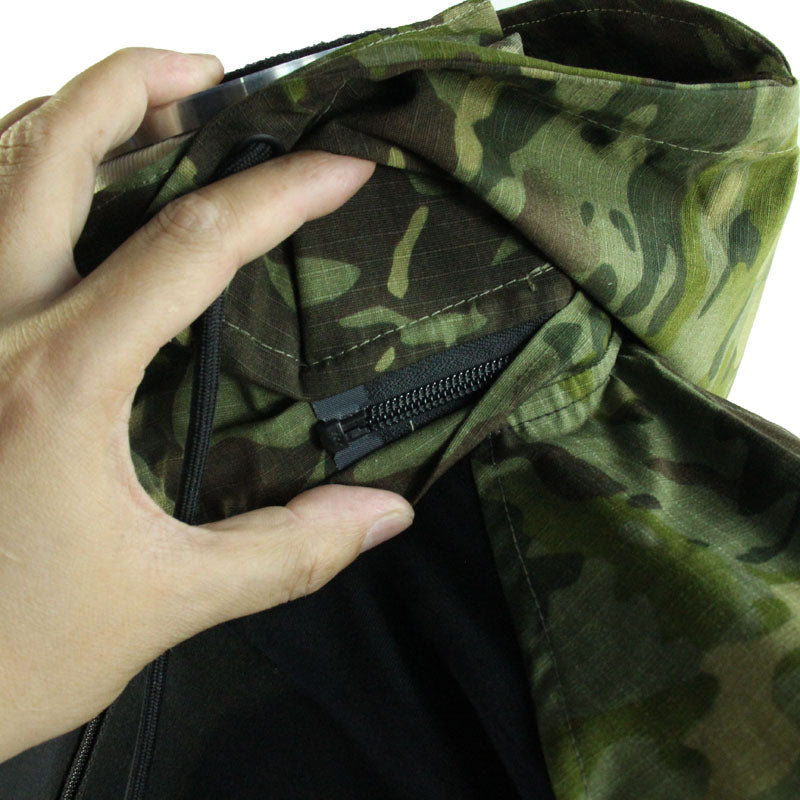 Detachable Hood With Zipper, CTP-style Long-sleeve Tactical Top