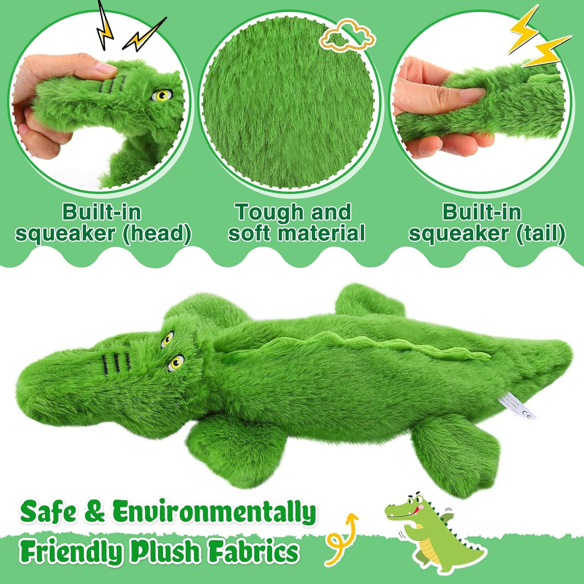 Squeaky Dog Toy Tough No Stuffing Toys For Aggressive Chewers Small Medium Large Dogs Durable Crinkle Interactive Plush Puppy Toys For Birthday Gift