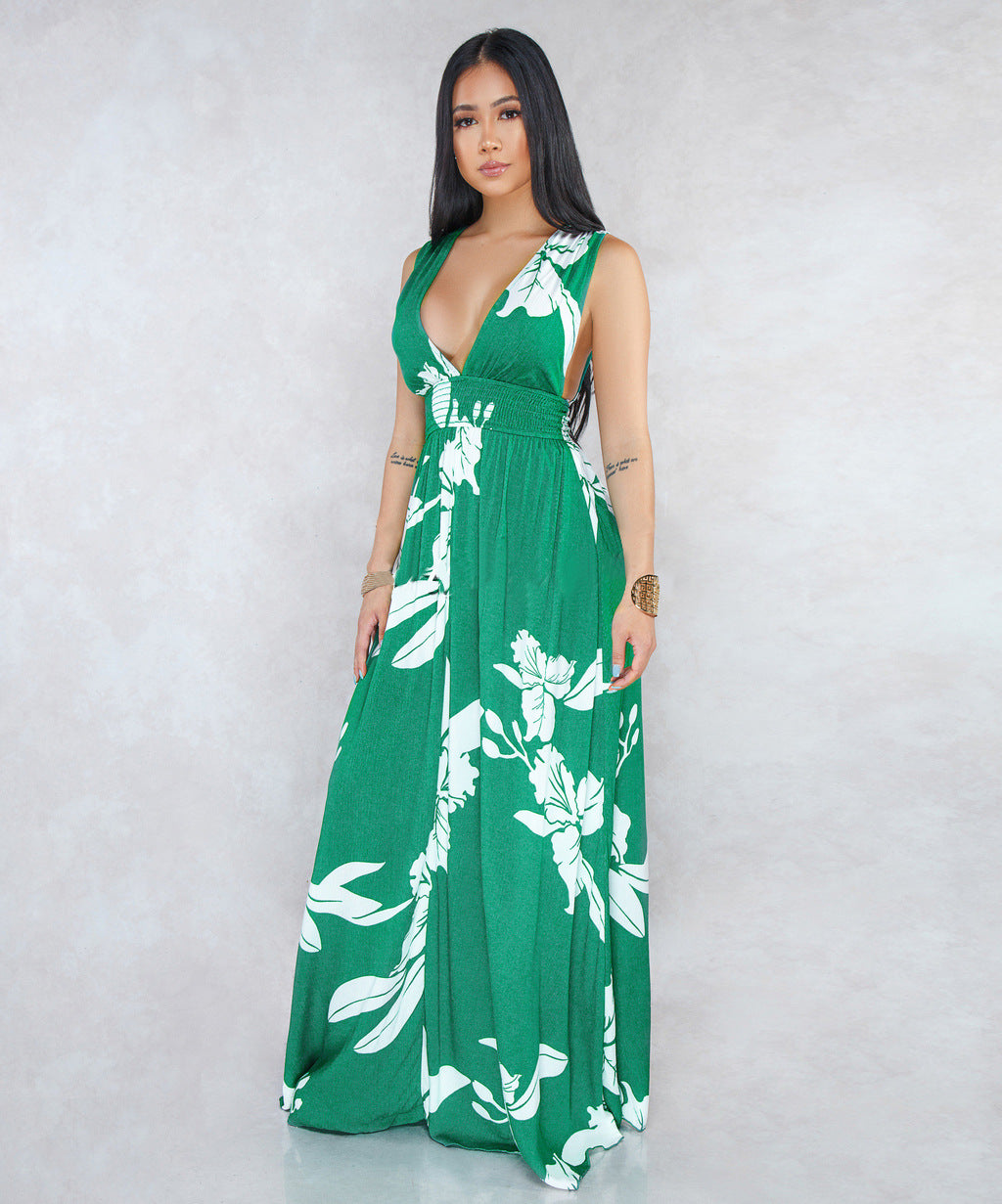 Women's Sleeveless Backless V-neck Dress