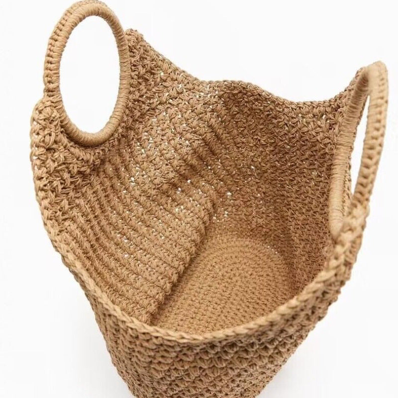 Women's Fashion Handmade Ring Hand-carrying Large Capacity Woven Bag