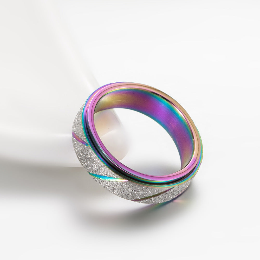 Women's Fashion Frosted Slash Swivel Ring