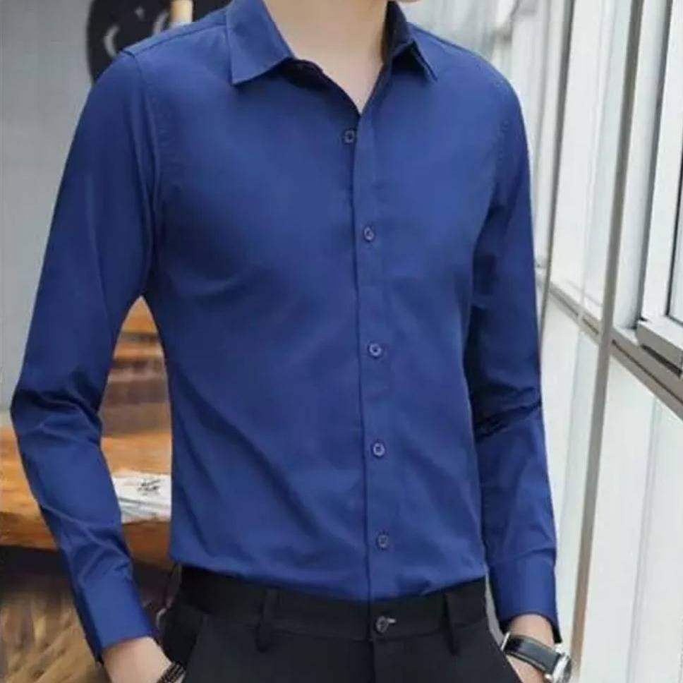 Men's White Long-sleeve Shirt Trendy Business Slim-fit For Work