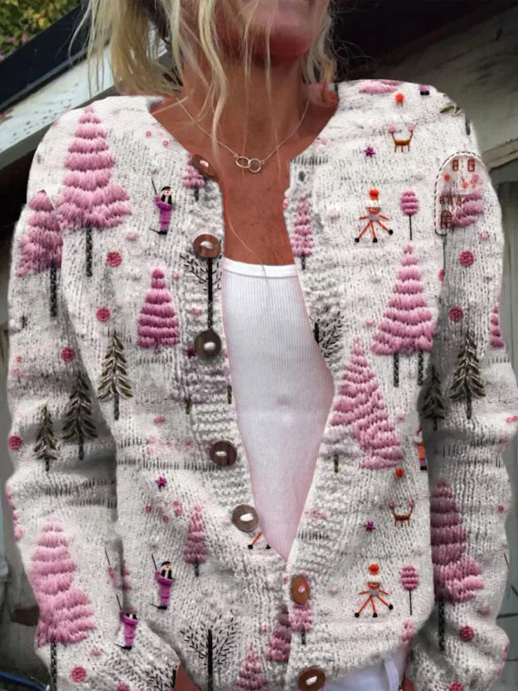 Creative Animal Print Shading Women's Cardigan Sweater