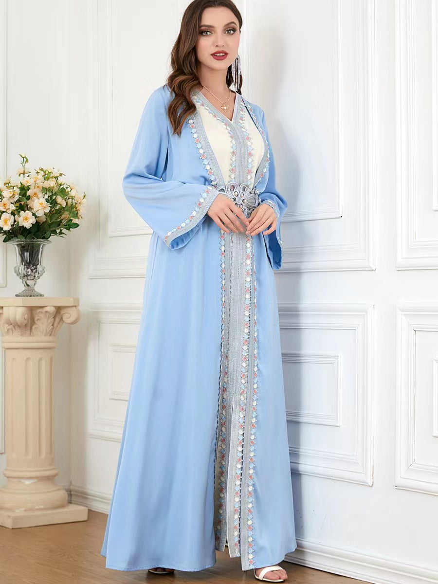 Ethnic Style V-neck Patchwork Two-piece Dress